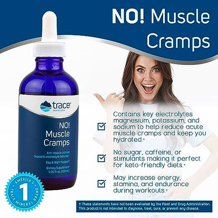 Trace Minerals No Muscle Cramps | Promotes Normal Muscle Function, Stamina and Electrolyte Balance | Magnesium, Potassium, Sodium Dietary Supplement | Sugar-Free | 60 Servings, 4.06 fl oz