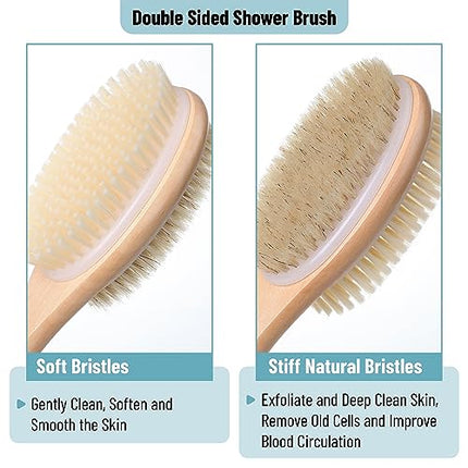 Slick- Shower Brush, Double Sided Shower Brush, Back Scrubber, Bath Brush, Back Brush, Back Brush Long Handle for Shower, Shower Brushes for Your Back, Bath Brush Long Handle for Shower