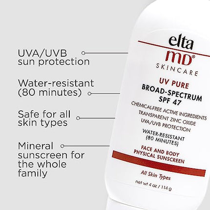 buy EltaMD UV Pure Face and Body Sunscreen, Mineral Sunscreen for Kids and Adults, Water Resistant Up to in India