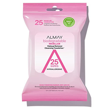 buy Almay Makeup Remover Cleansing Towelettes, Biodegradable Micellar Water Wipes for Sensitive Skin in India