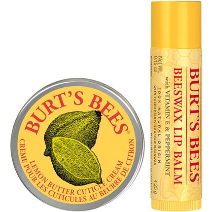 Burt's Bees Mothers Day Gifts for Mom - Spring Surprise Set, Original Beeswax Lip Balm and Lemon Butter Cuticle Cream, Lip Moisturizer With Responsibly Sourced Beeswax, 2 Count