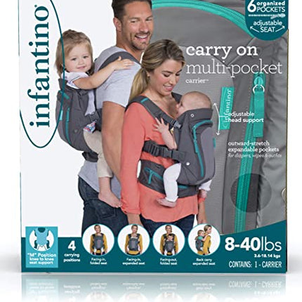 Infantino Carry On Carrier - Ergonomic, Expandable, face-in and face-Out, Front and Back Carry for Newborns and Older Babies 8-40 lbs