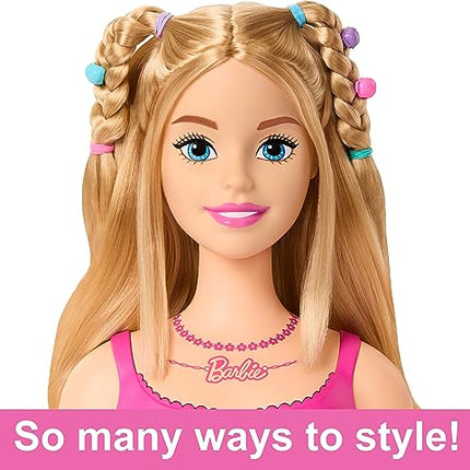 Barbie Doll Styling Head, Blond Hair with 20 Colorful Accessories, Doll Head for Hair Styling