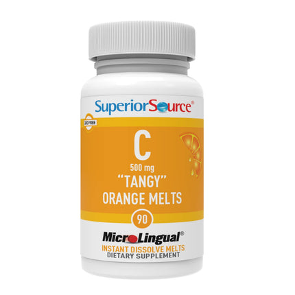 Superior Source Vitamin C 500 mg MicroLingual Tablets - Buffered VIT C Tangy Orange Melts - Immune System Booster, Energy Vitamins - 90 Count