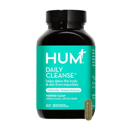 HUM Daily Cleanse Acne Supplements - Support for Clear Skin & Improved Digestion with Chlorella, Spirulina, Organic Algae, Detoxifying Herbs, Vitamins & Minerals - Skin Support for Women and Men
