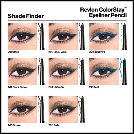 Revlon Pencil Eyeliner, ColorStay Eye Makeup with Built-in Sharpener, Waterproof, Smudge-proof, Longwearing with Ultra-Fine Tip, 201 Black, 0.01 oz