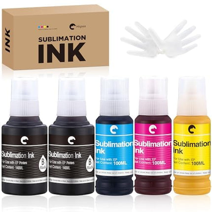Hiipoo 580ML Sublimation Ink Refilled Bottlescompatible for ET2400 ET2720 ET2760 ET2750 ET4800 ET-2800 ET-2803 ET-2850 Inkjet Printers Heat Press Transfer on Mugs T-Shirts