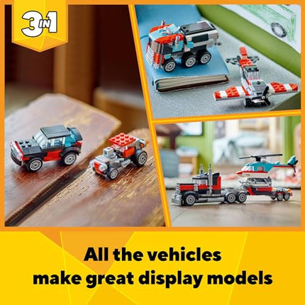 Buy LEGO Creator 3 in 1 Flatbed Truck with Helicopter Toy, Transforms from Flatbed Truck Toy to Prop in India.