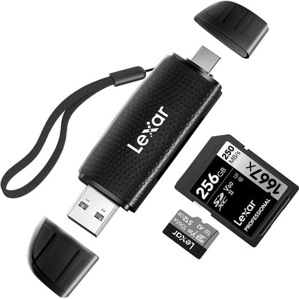 Lexar RW310 Memory Card Reader, USB 3.2 Gen 1 Up to 170MB/s Speeds 2 in 1 USB-C USB-A for SD/Micro SD/SDHC/SDXC Camera Card Reader Adapter, OTG Micro SD Card Reader for PC/Laptop/Smart Phone/Tablet