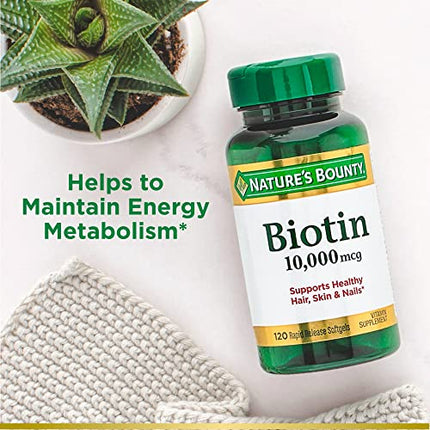 Buy Nature's Bounty Biotin, Supports Healthy Hair, Skin and Nails, 10,000 mcg, Rapid Release Softgels, 120 Ct in India India