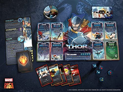 Marvel Dice Throne 4-Hero Box with Scarlet Witch, Thor, Loki & Spider-Man - 2-4 Player Competitive Dice Game