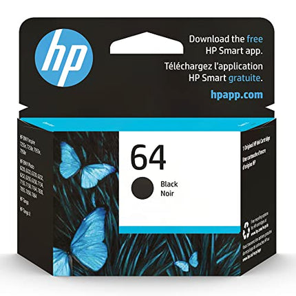 Buy HP 64 Black Ink Cartridge | Works with HP ENVY Inspire 7950e; ENVY Photo 6200, 7100, 7800; Tango in India.