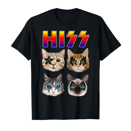 Buy Hiss Funny Cats Kittens Rock Rockin Short Sleeve T-shirt Gift Tee Pun in India