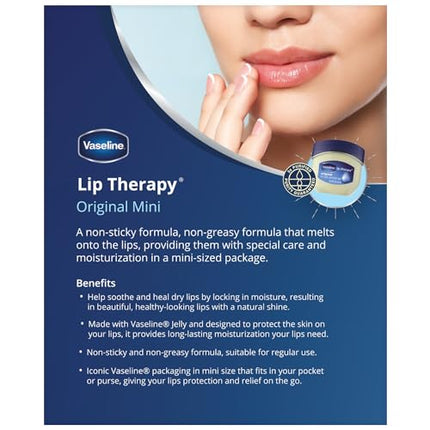 Vaseline Lip Therapy Original – Mini Vaseline Lip Balm, Hydrating Petroleum Jelly, Clear Lip Gloss, Travel-Size, 0.25 Oz Ea (Pack of 6)