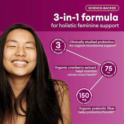 Physician's Choice Vaginal Probiotics for Women - Unique with Licorice Root - PH Balance, Odor Control, Yeast, Vaginal Microbiome & Feminine Health - 6B CFU - Organic Prebiotic, Cranberry - 30 CT