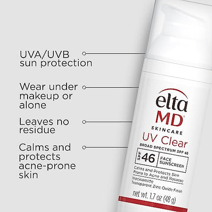Buy EltaMD UV Clear Face Sunscreen, SPF 46 Oil Free Sunscreen with Zinc Oxide, Protects and Calms Sensit in India