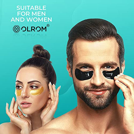 Collagen-Enriched Eye Mask - 16 pairs with 24k Gold, Dead Sea Minerals, Coconut Milk Protein and Aloe Vera under eye patches - Hydrating Hyaluronic Acid for Dark Circles & Puffiness - by Olrom