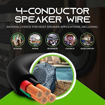 buy GearIT 16/4 Speaker Wire (250 Feet) 16AWG Gauge, Black 4-Conductors/Outdoor Direct Burial in Ground/in Wall/CL3 CL2 Rated - OFC Oxygen-Free Copper, Black 250ft. in India