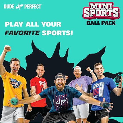 Dude Perfect Mini Sports Balls, Kids and Adults Multi-Pack Sports Ball Set, Indoor and Outdoor Play, Includes Football, Basketball and a Soccer Ball