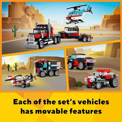 Buy LEGO Creator 3 in 1 Flatbed Truck with Helicopter Toy, Transforms from Flatbed Truck Toy to Prop in India.