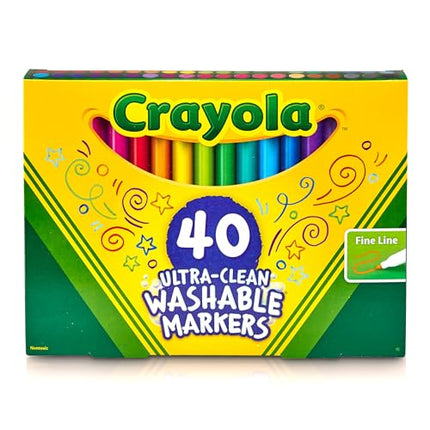 Crayola Ultra Clean Fine Line Washable Markers (40ct), Colored Markers for Kids, Coloring Book Markers, Easter Stocking Stuffers