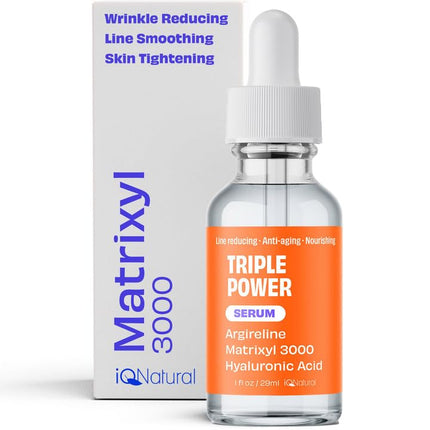 IQ Natural Argireline & Matrixyl 3000 Serum - Anti-Aging Peptide Serum for Face, Hydrating Face Serum for Women and Men, 1oz