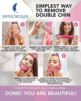 SWISSÖKOLAB V shape lifting up Face Mask Chin Up Patch Double Chin Reducer Chin Contour Tightening Firming Face Lift Tape Mask V-Line Neck Lifting Patches V Shaped Slimming Face Mask 5 pcs