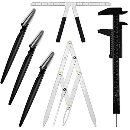 Buy 6 Pieces Tattoo Eyebrow Ruler 3 Point Positioning Ruler Mini Caliper Double Scale Vernier Caliper in India.