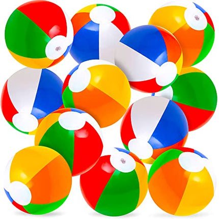 ArtCreativity Rainbow Inflatable Beach Balls (Pack of 12) Multicolored 12" Floating Pool Games, Fun Pool Toys, Party Favor and Gift for Boys and Girls