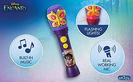 eKids Disney Encanto Toy Microphone for Kids, Built-in Music and Flashing Lights for Fans of Disney Toys for Girls