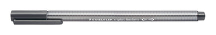 Staedtler 334 Triplus Fineliner Superfine Point Pens, 0.3 mm, Grey, Box of 10