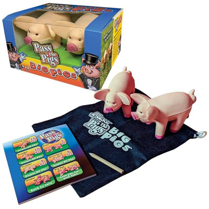 Pass The Pigs Big Pigs by Winning Moves Games USA, Hysterical Pig-Dice Rolling Game with Oversized Foam Pigs for 2 to 4 Players, Ages 8 +