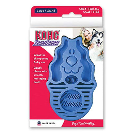 KONG - Zoom Groom Dog Brush, Groom and Massage While Removing Loose Hair and Dead Skin - Blue