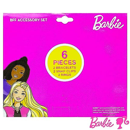 LUV HER Barbie Accessories for Girls 6 Piece Toy Jewelry Box Set with 2 Rings, 2 Bead Bracelets, and Snap Hair Clips Ages 3+
