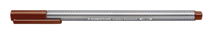 STAEDTLER 334-76 Triplus Fineliner Superfine Pen, 0.3mm Line Width - Brown (Box of 10)