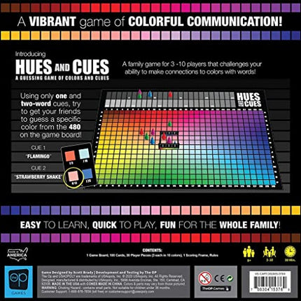 HUES and CUES - Vibrant Color Guessing Board Game for 3-10 Players Ages 8+, Connect Clues and Guess from 480 Color Squares
