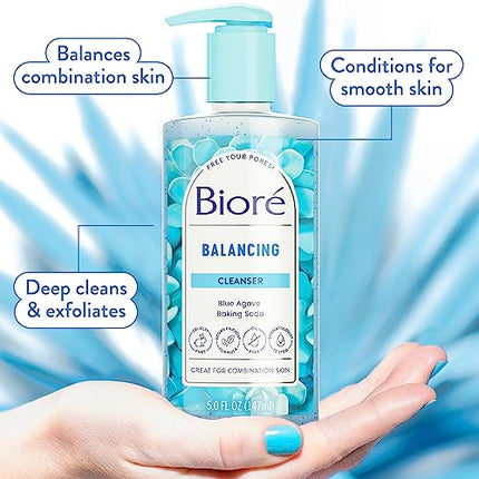 Biore Balancing Face Wash, Cleanser For Combination Skin, PH Balanced Face Cleanser, Vegan, Cruelty Free 6.77 Oz, Pack of 3