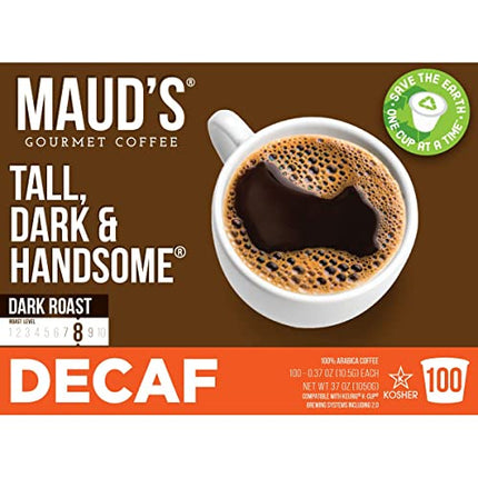 Buy Maud's Decaf Dark Roast Coffee Pods, 100 ct | Decaffeinated Tall, Dark & Handsome Blend | 100% Arabica Coffee | in India