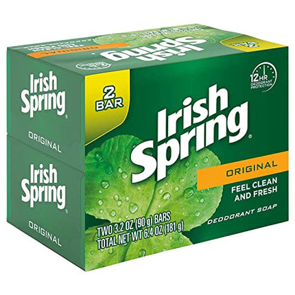 Irish Spring Original Deodorant Bar Soap, 3.20 oz bars, 2 ea