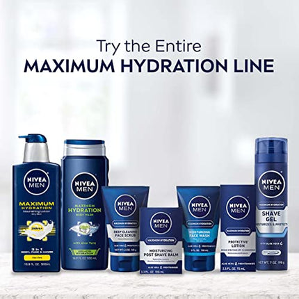 NIVEA MEN Maximum Hydration Body Wash, Aloe Vera Body Wash for Dry Skin, 16.9 Fl Oz (Pack of 3)