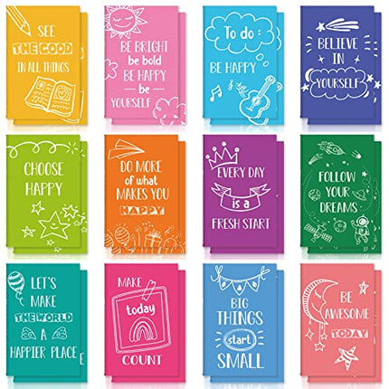 Zonon 24 Pcs Mini Colorful Notebooks, Funny Motivational Journals Notepads Inspirational Notepads Small Pocket Notebook for Kids Teacher School Office Gift Bulk Prizes Travel (Happy Style)