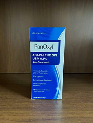 PanOxyl Adapalene 0.1% Leave-On Gel, 30 Day Supply, Retinoid Gel Acne Treatment, Acne Prone Skin, Oil Free, Fragrance Free, 0.5 oz