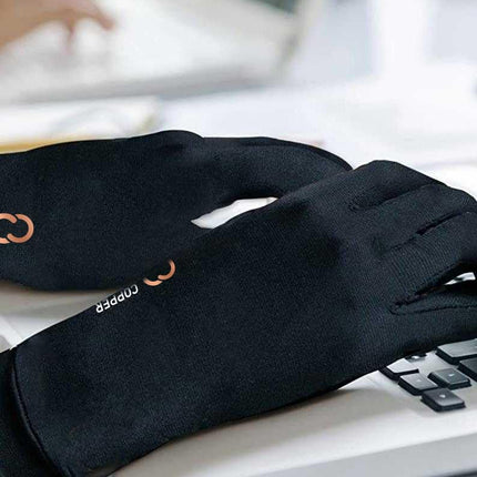 Copper Compression Full Finger Arthritis Gloves - Palm Grips - Touch Screen Fingertips - Compression Support for Carpal Tunnel, Pain Relief, Tendonitis - Fits Men & Women - 1 Pair - L