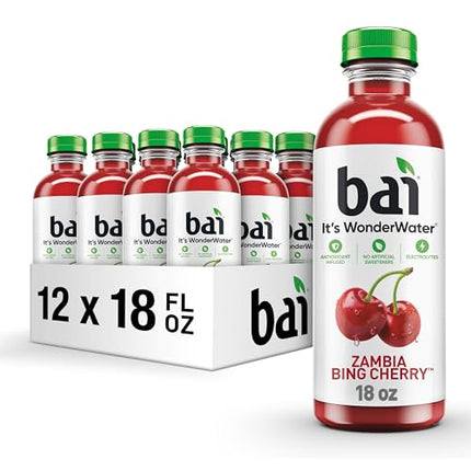 Bai Antioxidant Infused Water Beverage, Zambia Bing Cherry, with Vitamin C and No Artificial Sweeteners, 18 Fluid Ounce Bottle, 12 Pack