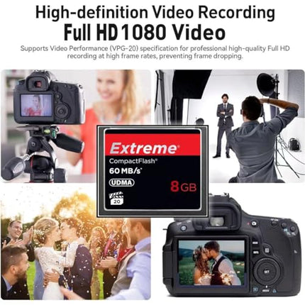 HSANYIUR 8GB Compact Flash Card,UDMA Speed Up to 60MB/s,Original CF Card Camera Memory Card,for Professional Photographer,Videographer,Enthusiast