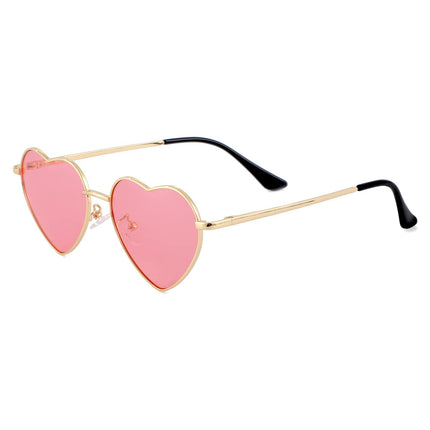 EYLRIM Polarized Heart Shape Sunglasses for Women Cute Metal Frame Love Glasses 100% UV Protection(A1 Gold/Pink