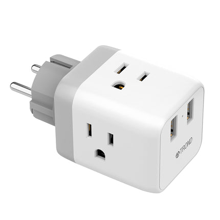 TROND France Germany Power Adapter - Type E F Plug Adapter with 2 USB Ports 3 AC Outlets, EU Outlet Adapter for US to German Spain Portugal Iceland Russia South Korea, Europe Cruise Travel Essentials