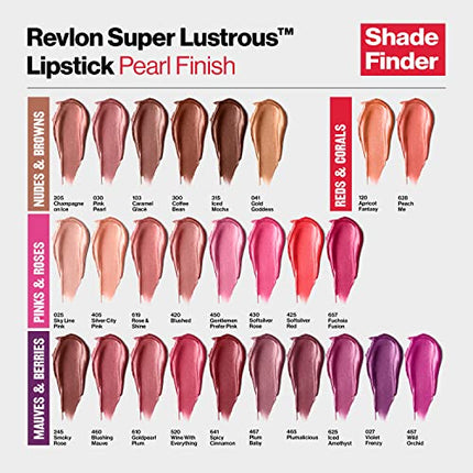 Revlon Super Lustrous Lipstick, High Impact Lipcolor with Moisturizing Creamy Formula, Infused with Vitamin E and Avocado Oil in Pinks, Rose & Shine (619) 0.15 oz
