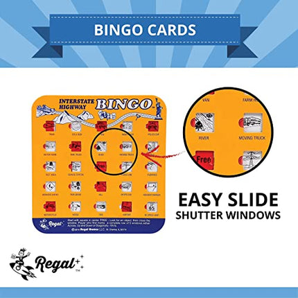 Regal Games - Original Travel Bingo & Scavenger Hunt Game Bundle - Bingo Cards & Hunt Game for Family Vacations, Car Rides, Road Trips - 2 Pack