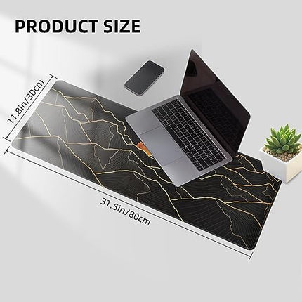 Hopipad Large Gaming Mouse Pad for Desk, Desk Mat with Seamed Edges, Waterproof Desk Pad, Non-Slip Rubber Base, 31.5x11.8 Inch Keyboard Pad Computer Mat, Big XL Black Mousepad